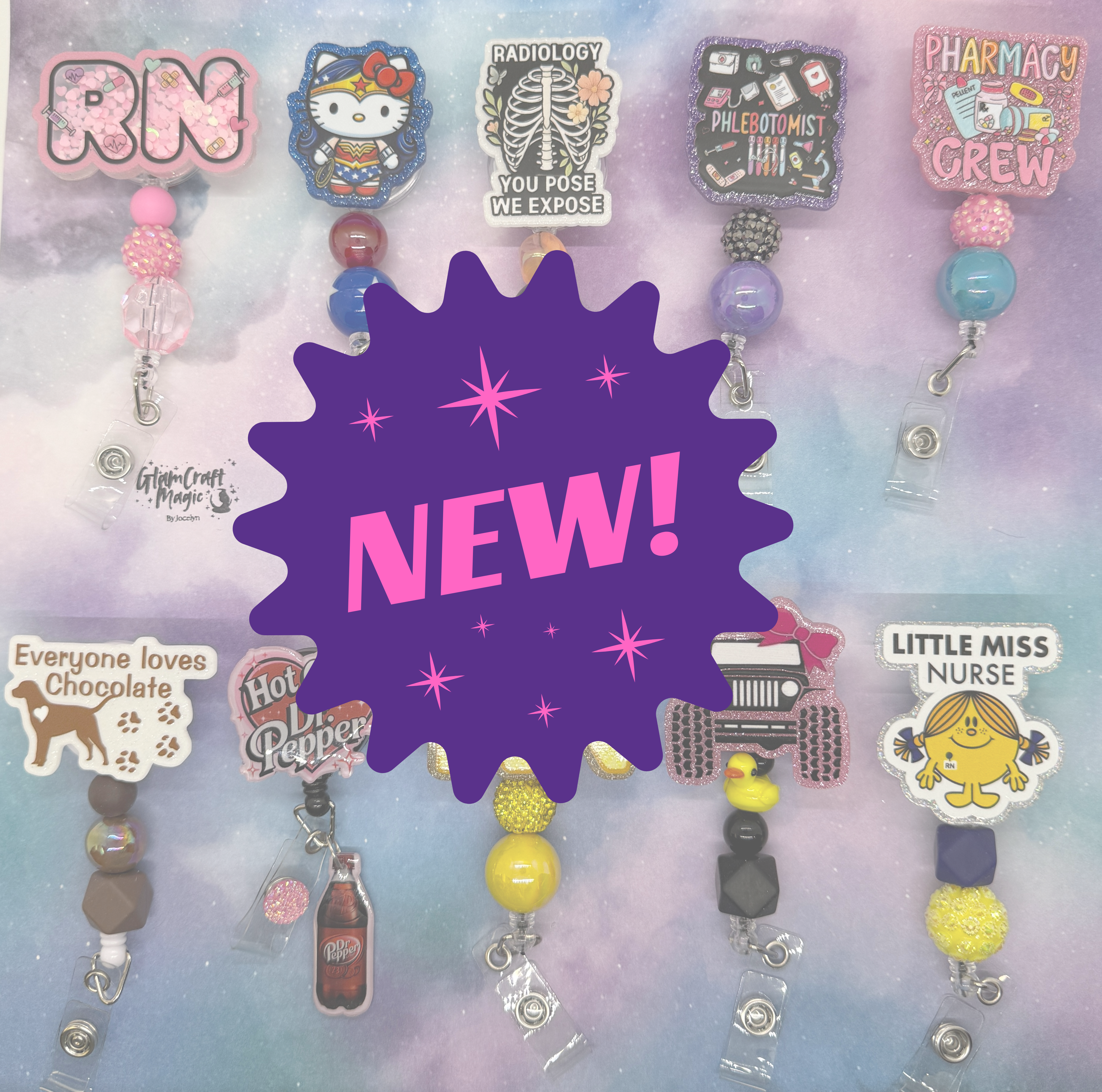 Cute Badge Reels/Multiple Designs Available/Handmade Work Accessories/Pick your favorite! (Copy)