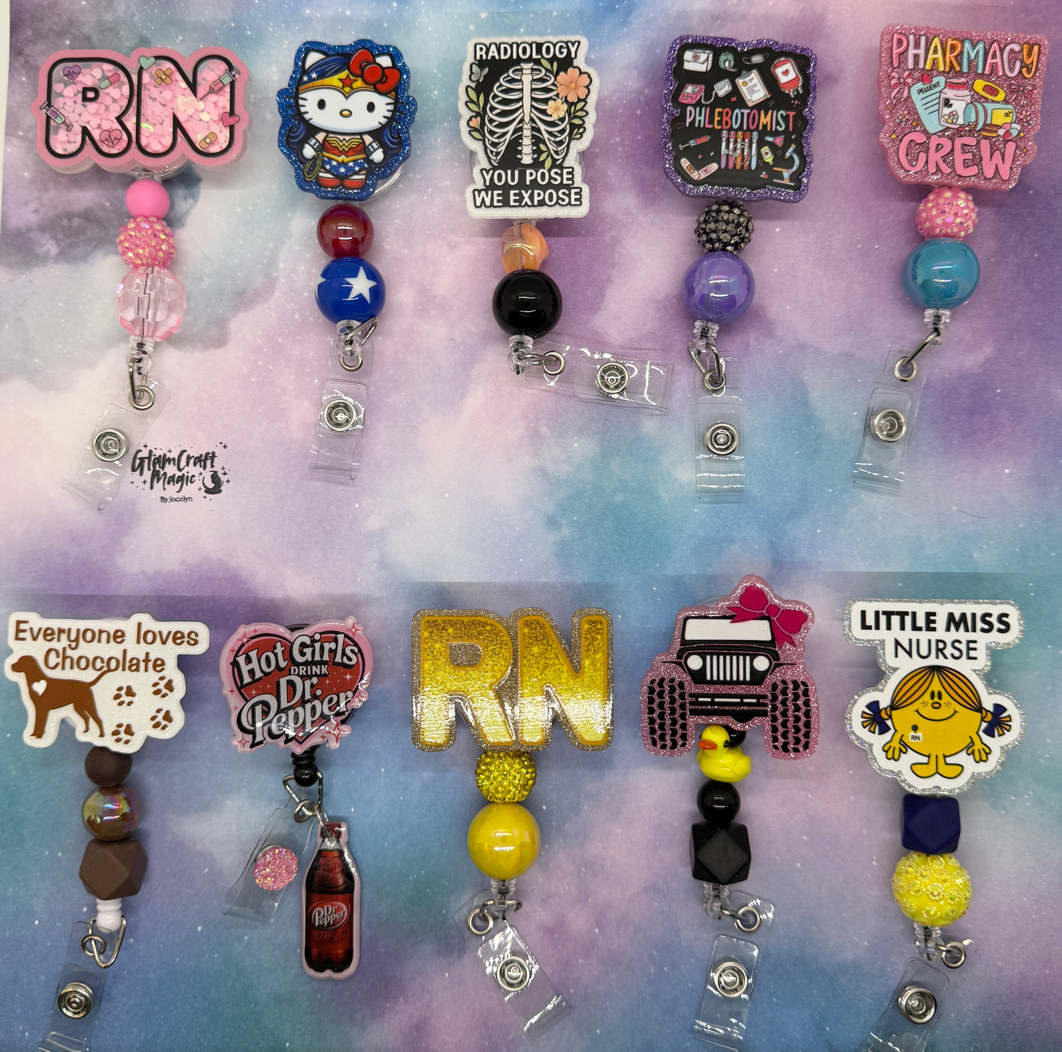 Cute Badge Reels/Multiple Designs Available/Handmade Work Accessories/Pick your favorite! (Copy)